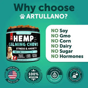 Hemp Calming Chews For Dogs Dog Anxiety Relief Treats With Hemp Oil Turmeric Valerian Ginger Health And Wellness Supplements For Dogs Hip And Joint Support 120 Treats