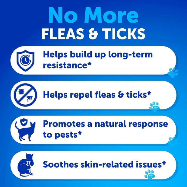 Flea Treatment For Cats Natural Flea And Tick Prevention Supplement For Cats Kittens Chewable Daily Oral Pills With Vitamins 135 Soft Chews Skin & Coat Dental Treats Digestion