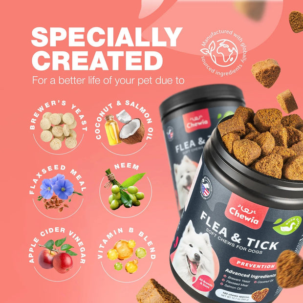 Dog Flea And Tick Treatment Chews FleaTick Prevention For Dogs Chewables Natural Dog Flea & Tick Control Soft Treats Immune Support Supplement CANNOT Be Listed For Sale On Amazon